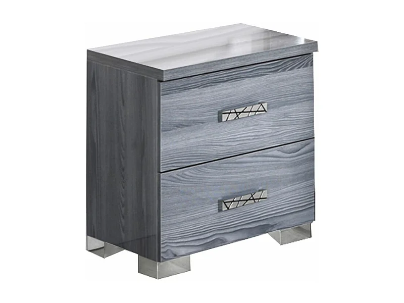 Nachtkastje 2 lades grijs eikenhout Nikoza 50 cm