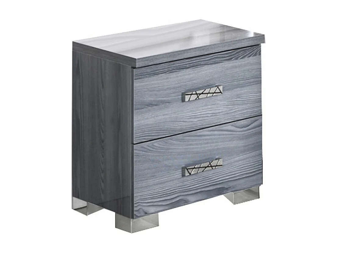 Chevet 2 tiroirs bois chêne grisé Nikoza 50cm