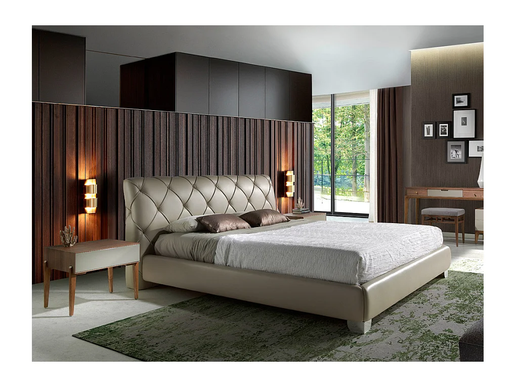Nachtkastje 1 lade gelakt hout en walnoothout Muza-Kleur Room