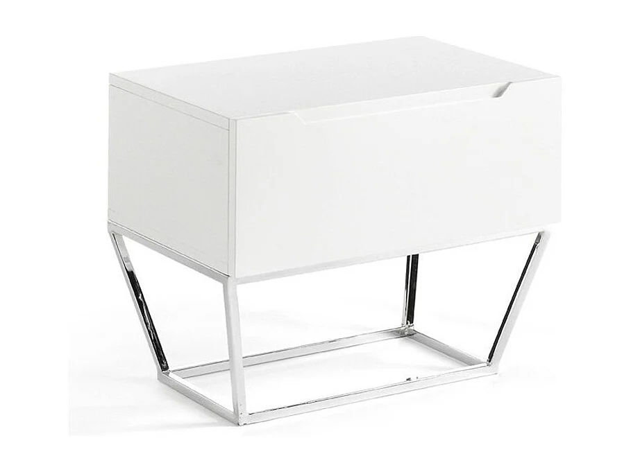 Table d'appoint design 1 tiroir laqué et pieds acier chromé Romus-Couleur Murano