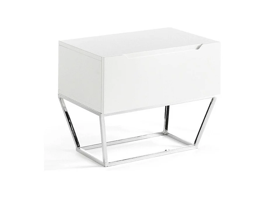 Table d'appoint design 1 tiroir laqué et pieds acier chromé Romus-Couleur Murano