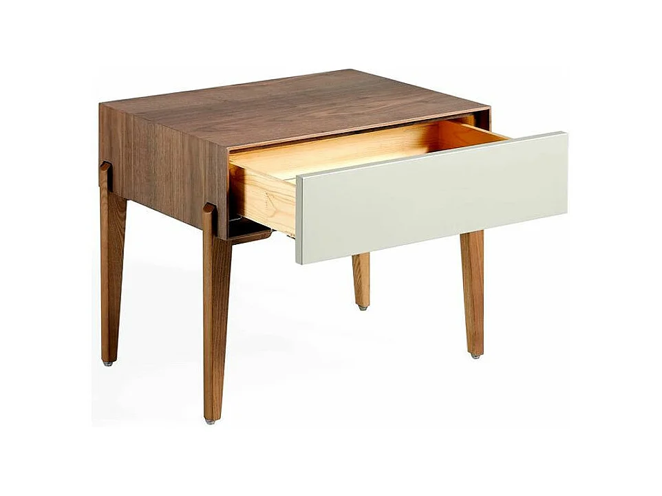 Nachtkastje 1 lade gelakt hout en walnoothout Muza-Kleur Alt