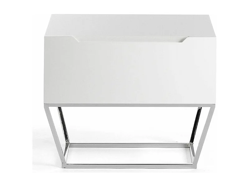 Table d'appoint design 1 tiroir laqué et pieds acier chromé Romus-Couleur Olive