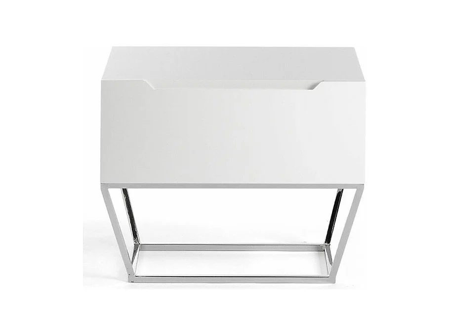 Table d'appoint design 1 tiroir laqué et pieds acier chromé Romus-Couleur Olive