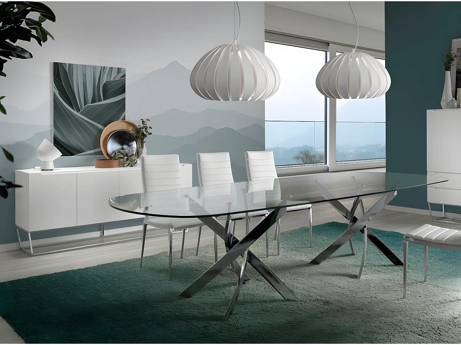 Table d'appoint design 1 tiroir laqué et pieds acier chromé Romus-Couleur Perle