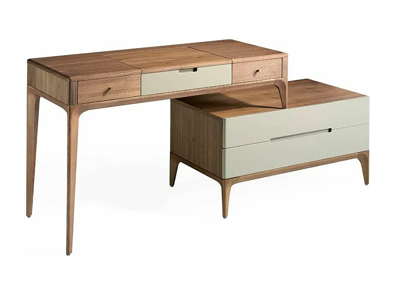 Billy gelakte walnoothouten kaptafel met 4 laden-Kleur Koraal