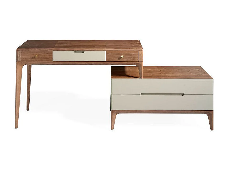 Secrétaire bois noyer et bois laqué Muza-Couleur Moka