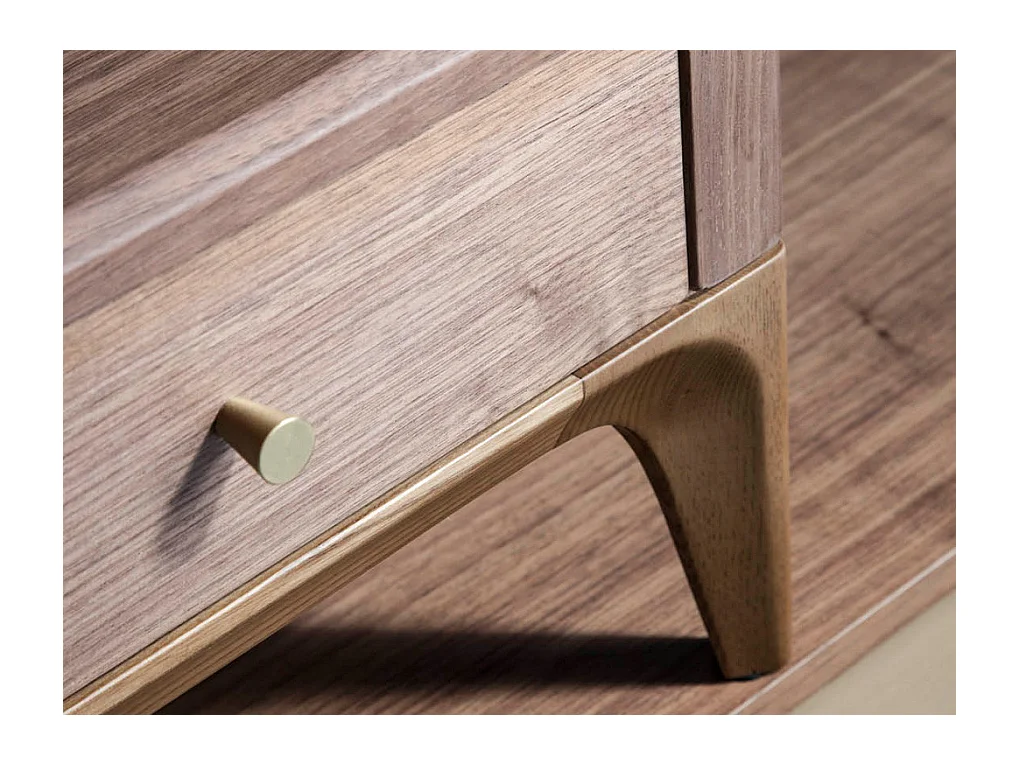 Secrétaire bois noyer et bois laqué Muza-Couleur Cendre