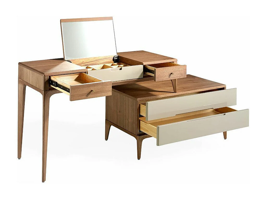 Secrétaire bois noyer et bois laqué Muza-Couleur Alto