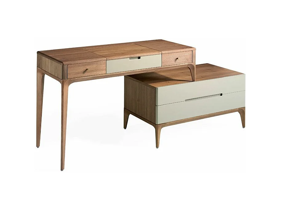 Billy gelakte walnoothouten kaptafel met 4 laden-Kleur Land