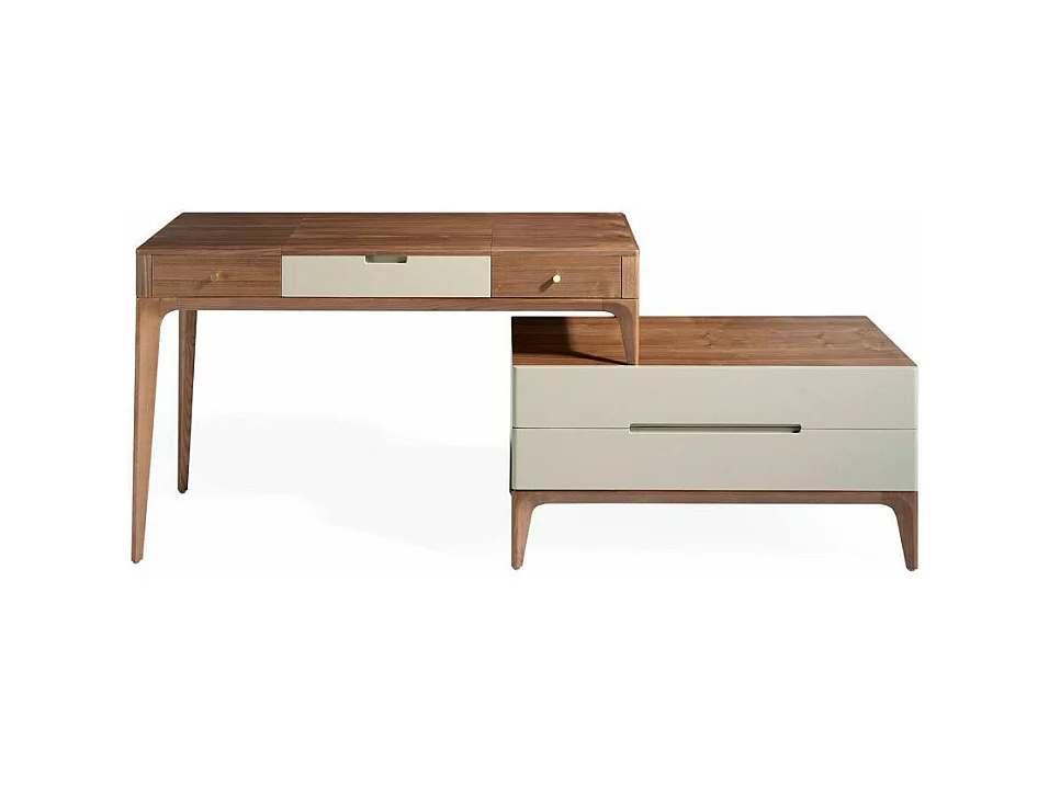 Secretaressebureau in walnoothout en gelakt hout Muza-Kleur Land