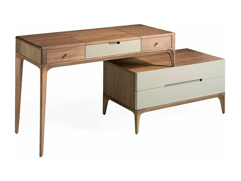 Secrétaire bois noyer et bois laqué Muza-Couleur Cuir