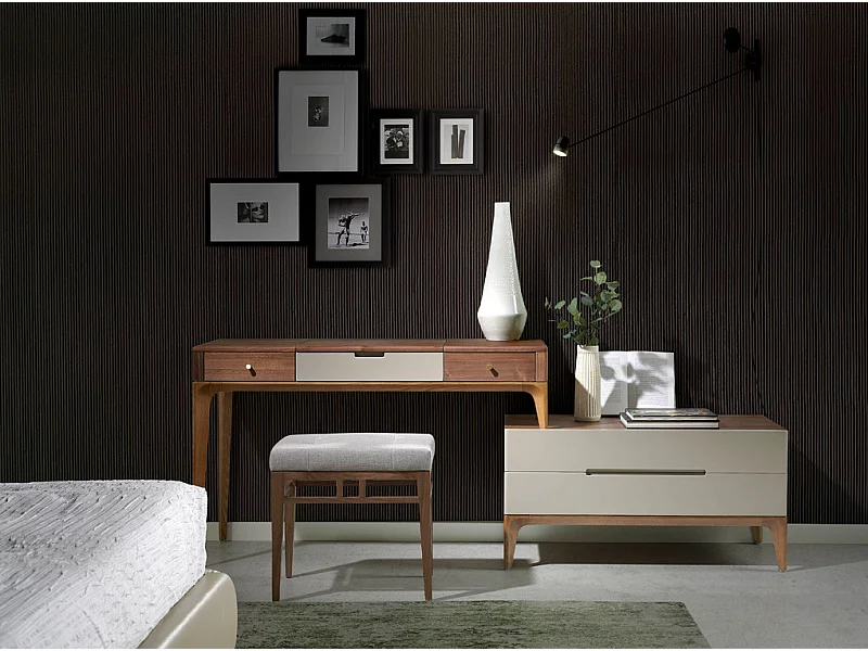 Secrétaire bois noyer et bois laqué Muza-Couleur Quartz