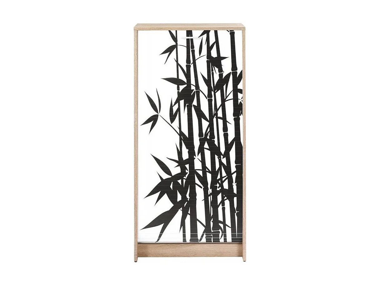 Meuble à chaussures chêne naturel rideau Bambou 21 paires Shoot 58cm