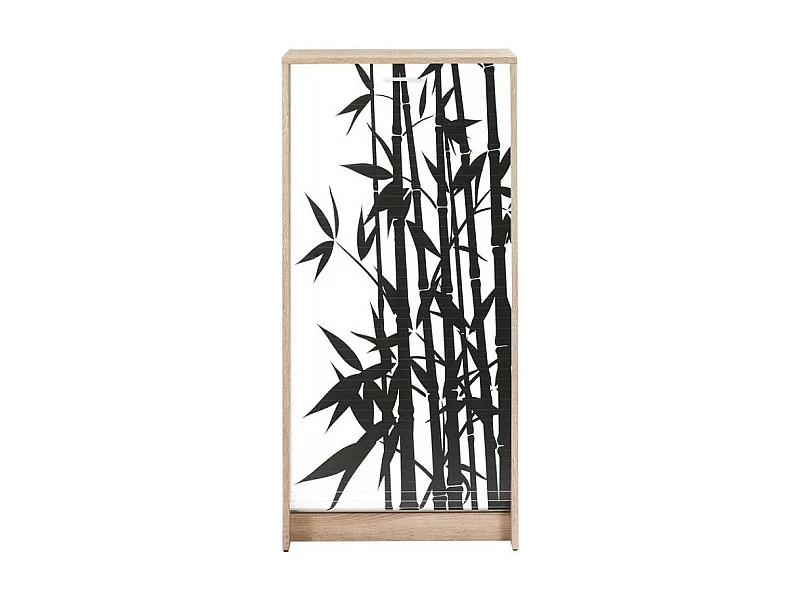 Meuble à chaussures chêne naturel rideau Bambou 21 paires Shoot 58cm