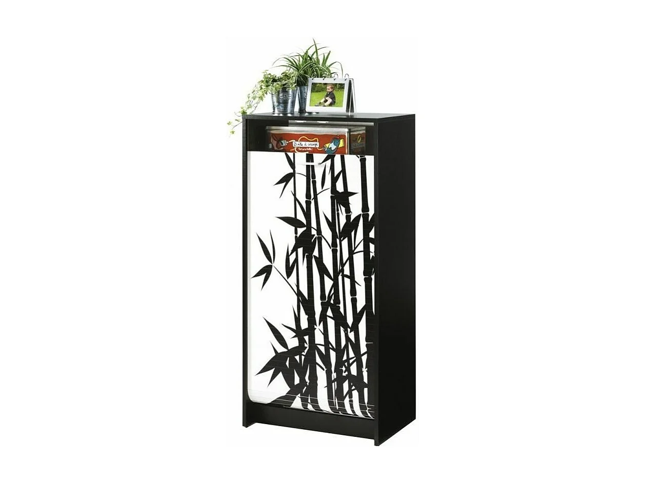 Zwarte schoenenkast Zwitsers bamboe gordijn 21 paar Shoot 58 cm