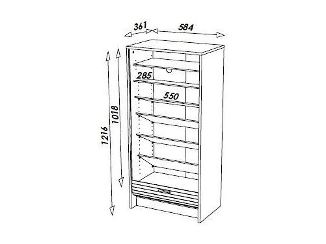 Meuble à chaussures noir rideau blanc 21 paires Shoot 58cm