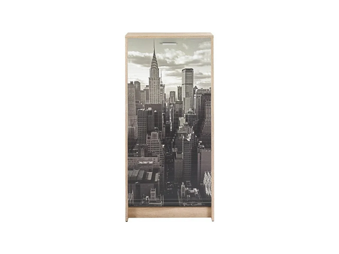 Meuble à chaussures chêne naturel rideau New York 21 paires Shoot 58cm