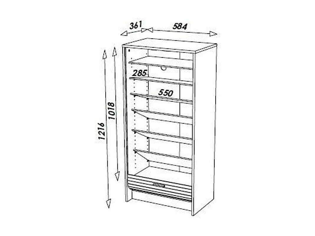 Meuble à chaussures noir rideau drapeau suisse 21 paires Shoot 58cm