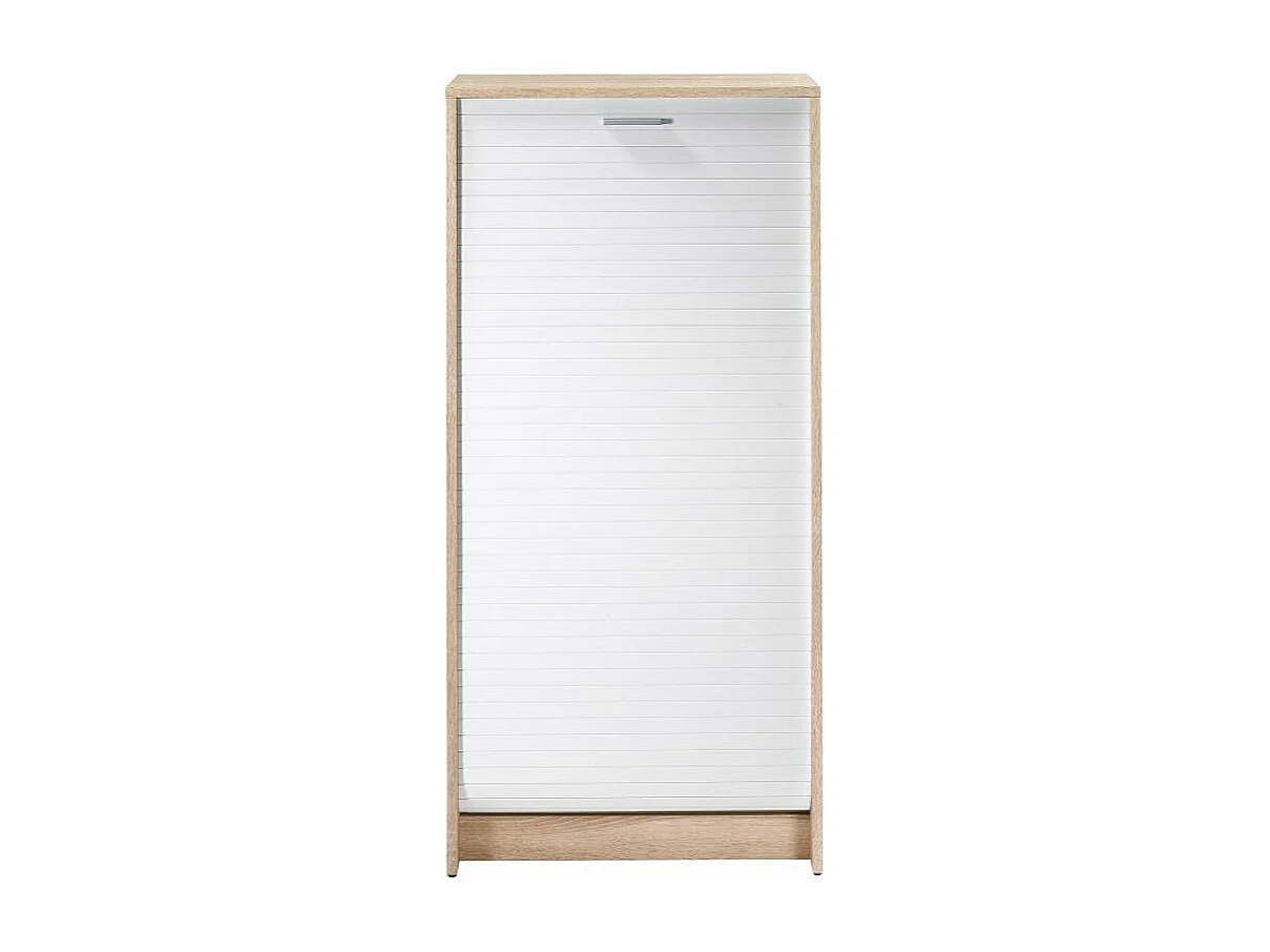 Meuble à chaussures chêne naturel rideau blanc 21 paires Shoot 58cm