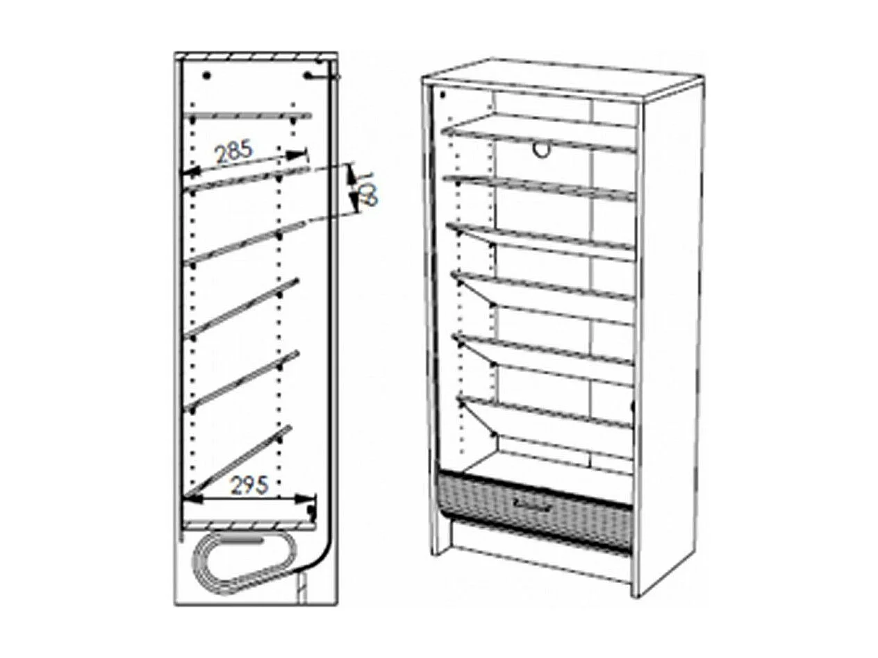 Meuble à chaussures blanc rideau drapeau suisse 21 paires Shoot 58cm