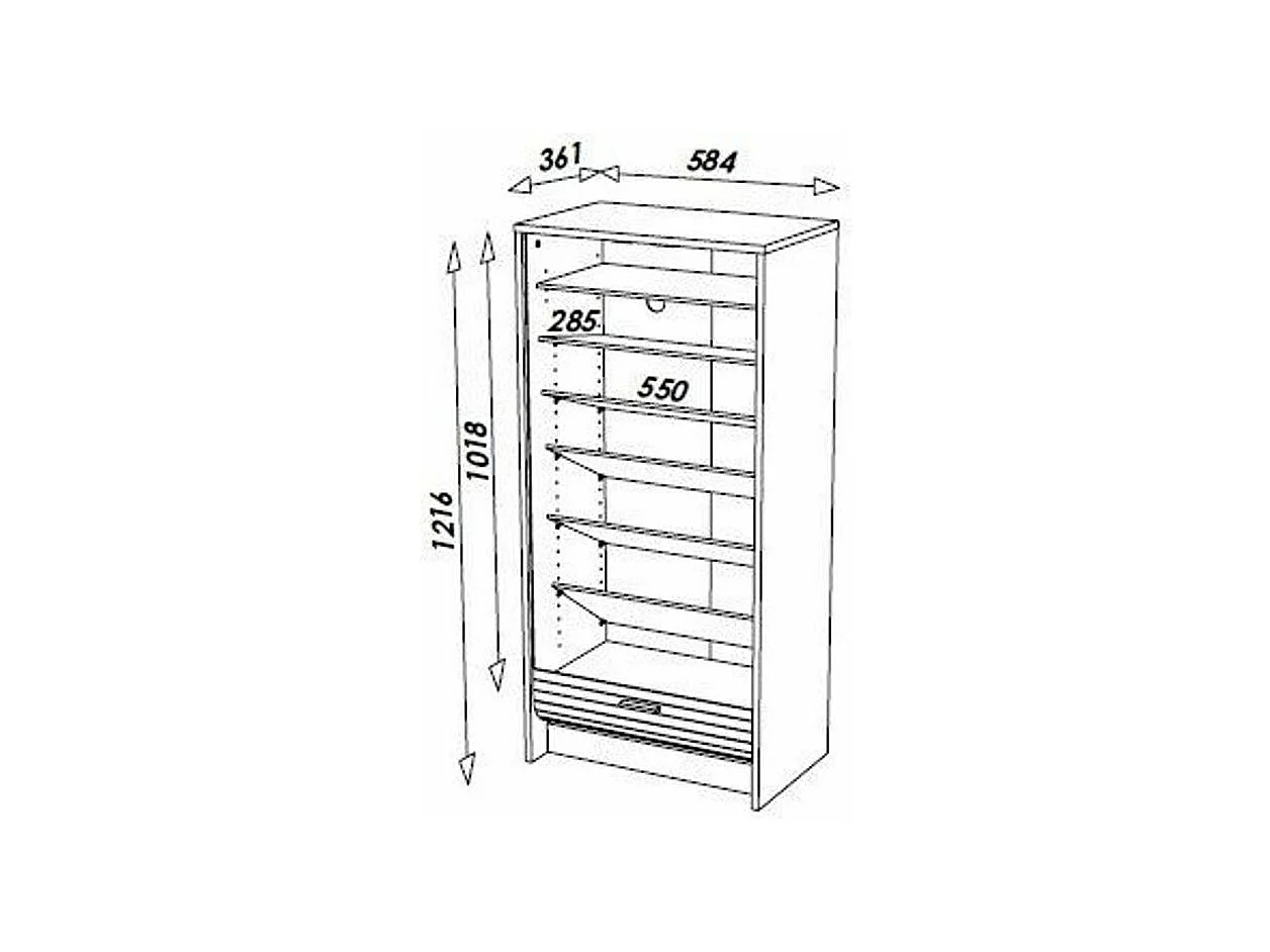 Meuble à chaussures blanc rideau drapeau suisse 21 paires Shoot 58cm