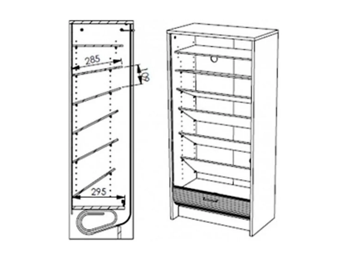 Zwart schoenenkastgordijn 21 paar Shoot 58 cm