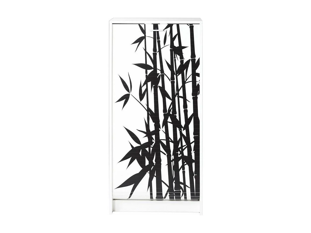 Meuble à chaussures blanc rideau bambou 21 paires Shoot 58cm