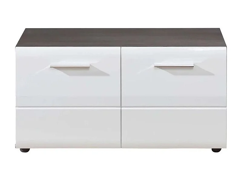 Meuble à chaussures 2 portes mélaminé blanc et gris Bezzi