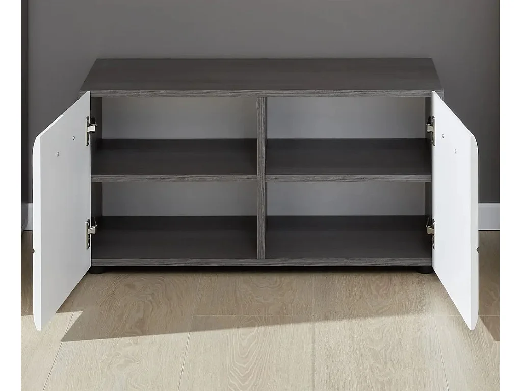 Bezzi wit en grijze melamine 2-deurs schoenenkast