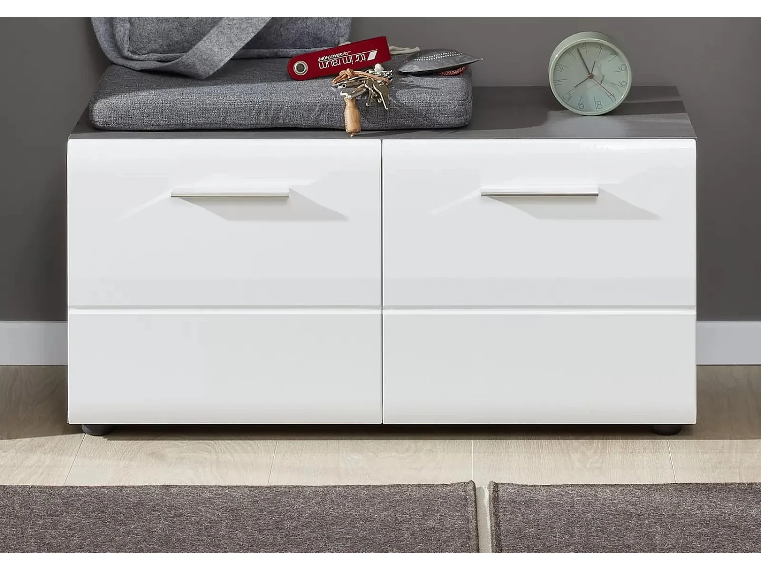 Bezzi wit en grijze melamine 2-deurs schoenenkast