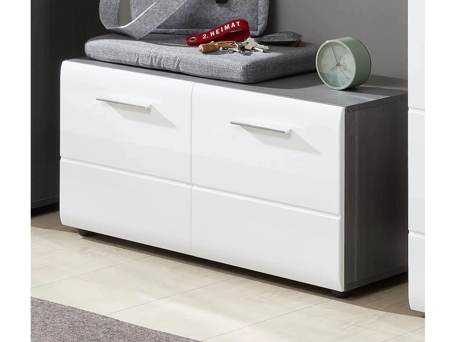 Bezzi wit en grijze melamine 2-deurs schoenenkast