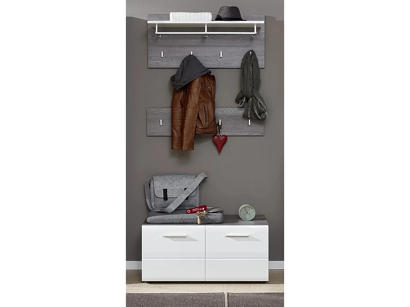 Bezzi wit en grijze melamine 2-deurs schoenenkast