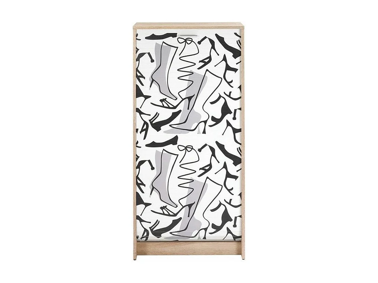 Meuble à chaussures chêne naturel rideau Bottines 21 paires Shoot 58cm