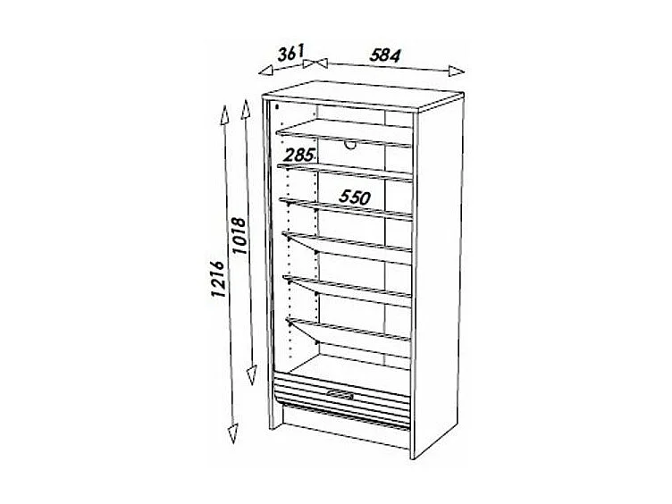 Meuble à chaussures chêne naturel 21 paires Shoot 58cm