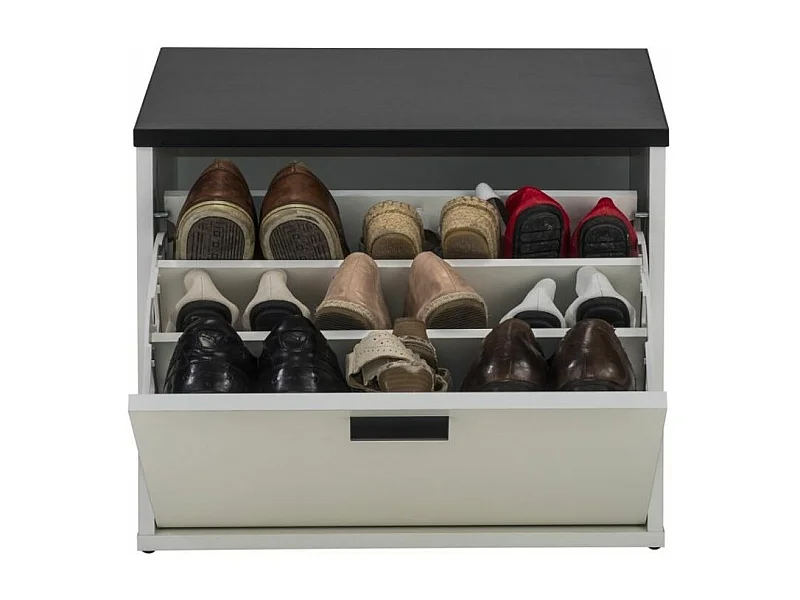 Meuble chaussure 1 abattant blanc 9 paires Lohan