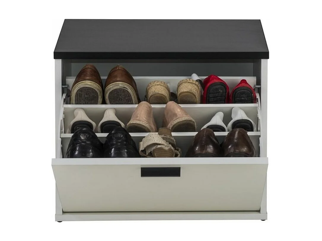 Meuble chaussure 1 abattant blanc 9 paires Lohan