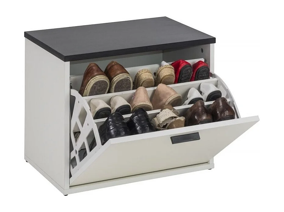 Meuble chaussure 1 abattant blanc 9 paires Lohan