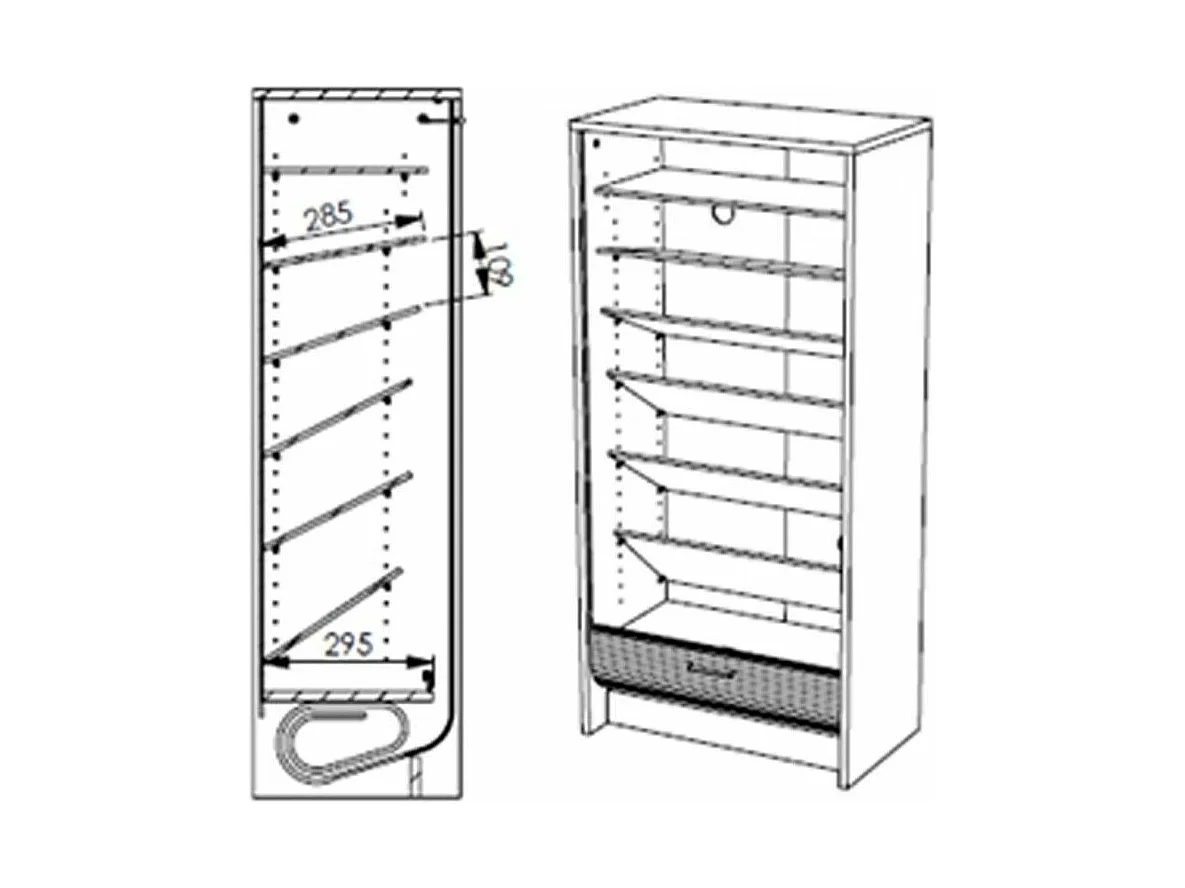 Meuble à chaussures blanc rideau taxis jaunes 21 paires Shoot 58cm