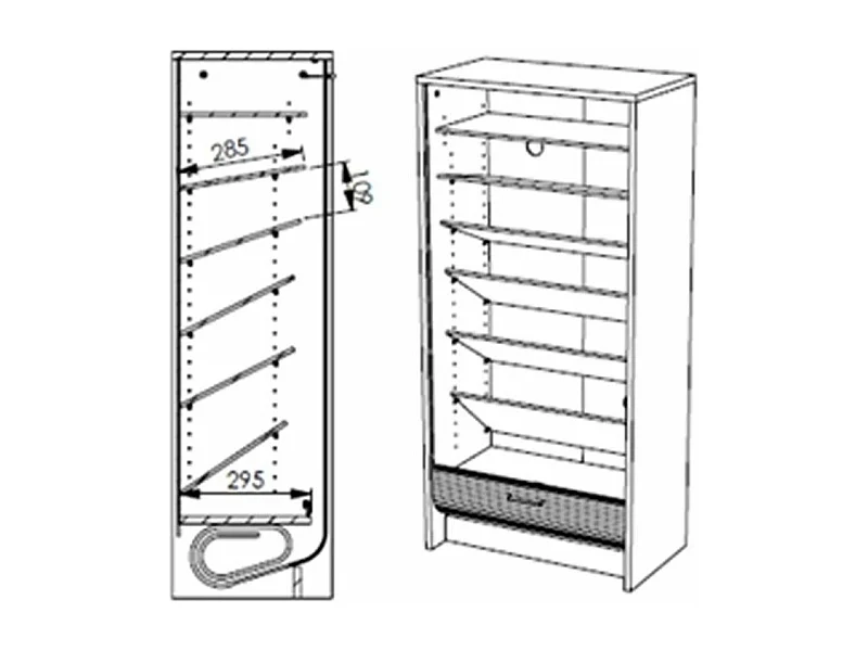Meuble à chaussures blanc rideau taxis jaunes 21 paires Shoot 58cm