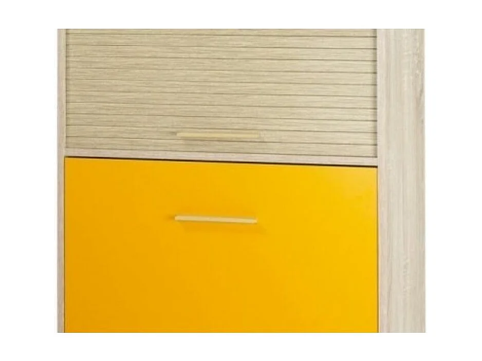Meuble à chaussures rideau chêne clair 2 abattants mandarines Happy 75cm