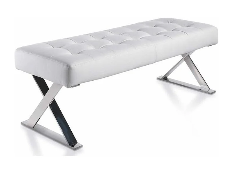 Banquette capitonnée similicuir et pieds acier inoxydable Lony-Couleur Aqua 07 Sable