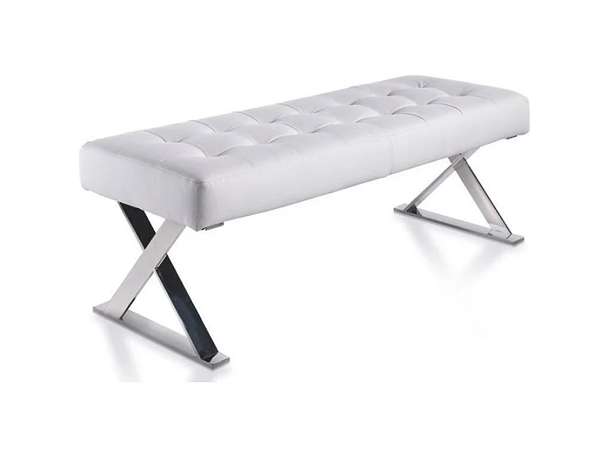 Banquette capitonnée similicuir et pieds acier inoxydable Lony-Couleur Aqua 26 Violet