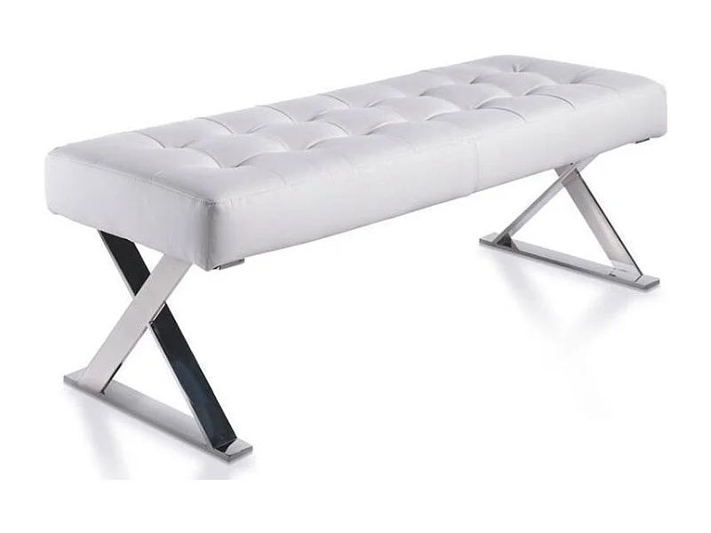 Banquette capitonnée similicuir et pieds acier inoxydable Lony-Couleur Aqua 20 Marron