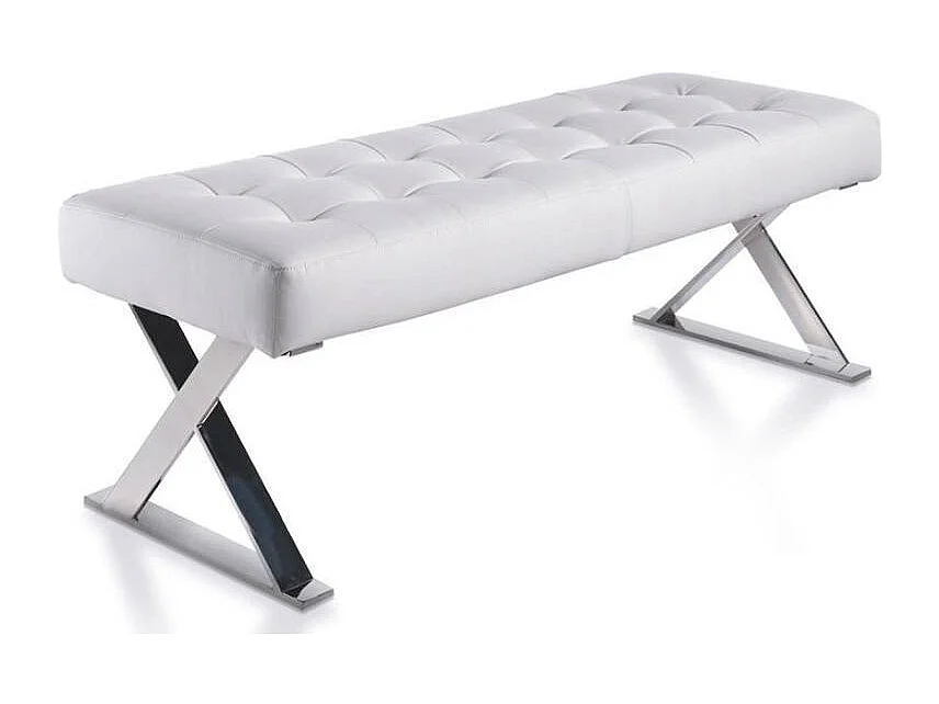 Banquette capitonnée similicuir et pieds acier inoxydable Lony-Couleur Aqua 20 Marron