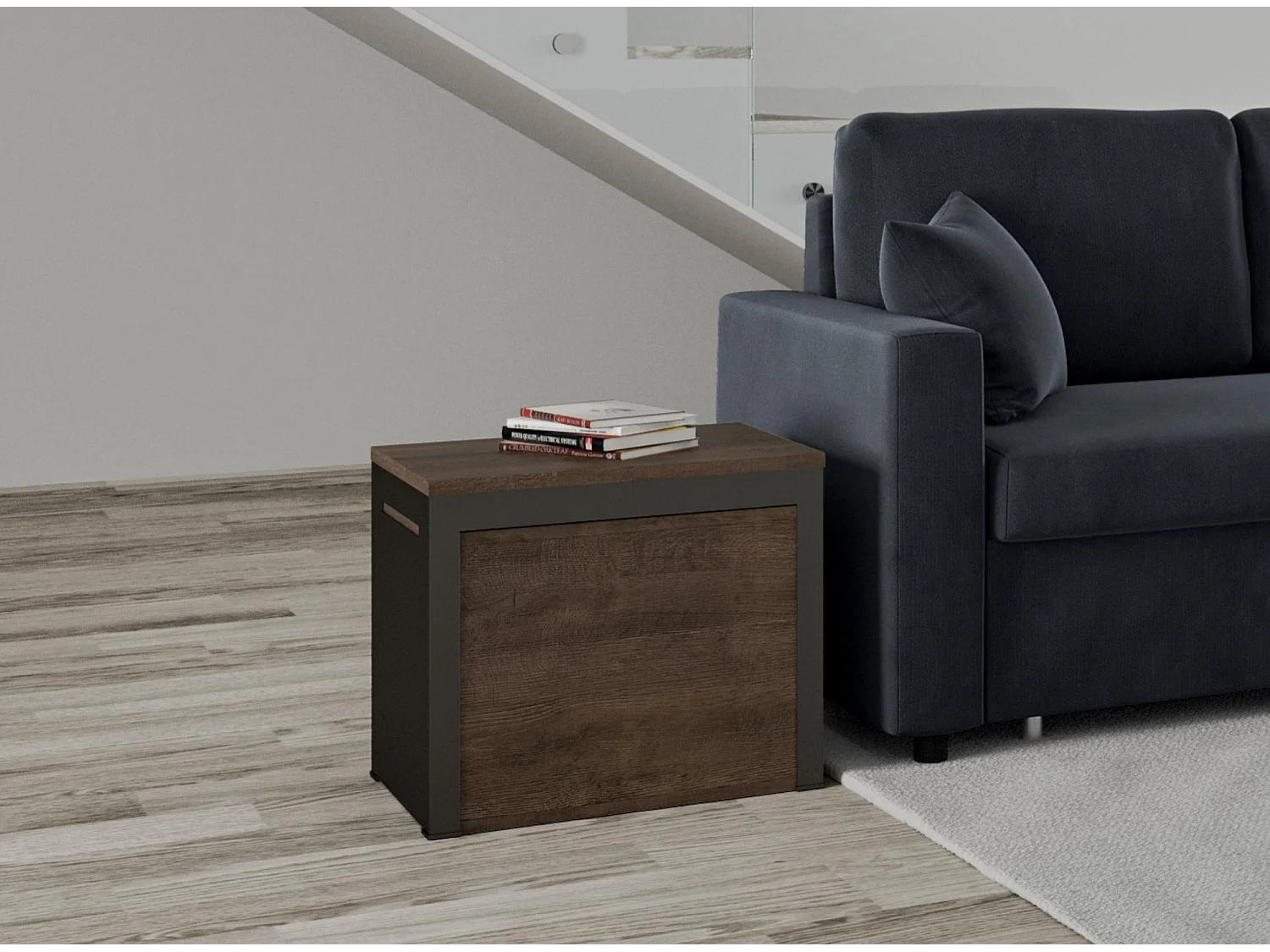 Banc extensible bois et métal 55 à 305cm Walk-Couleur Marron