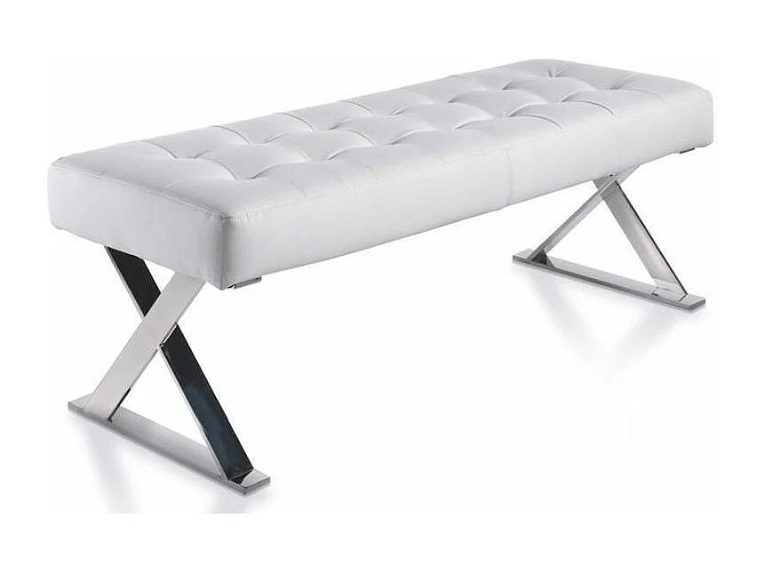 Banquette capitonnée similicuir et pieds acier inoxydable Lony-Couleur Aqua 90 Noir