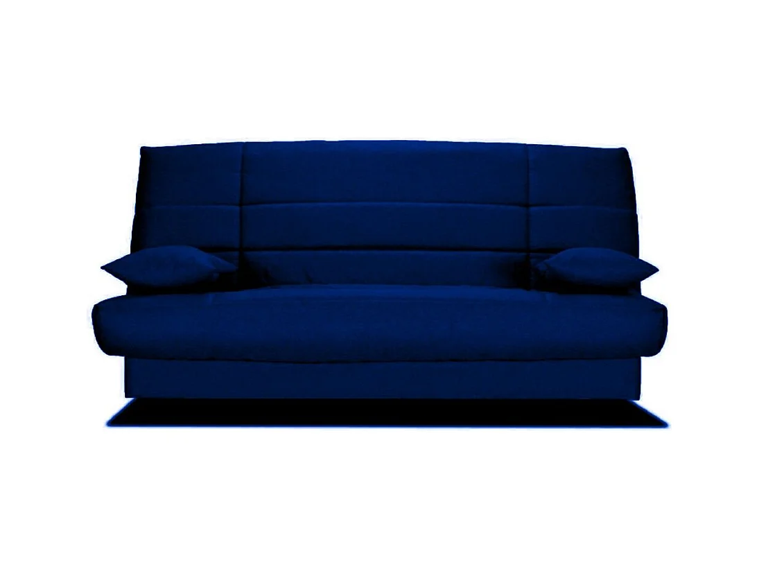 Banquette Clic-clac tissu 130x190 matelas Bultex 14cm avec rangement Zéa-Couleur Bleu marine