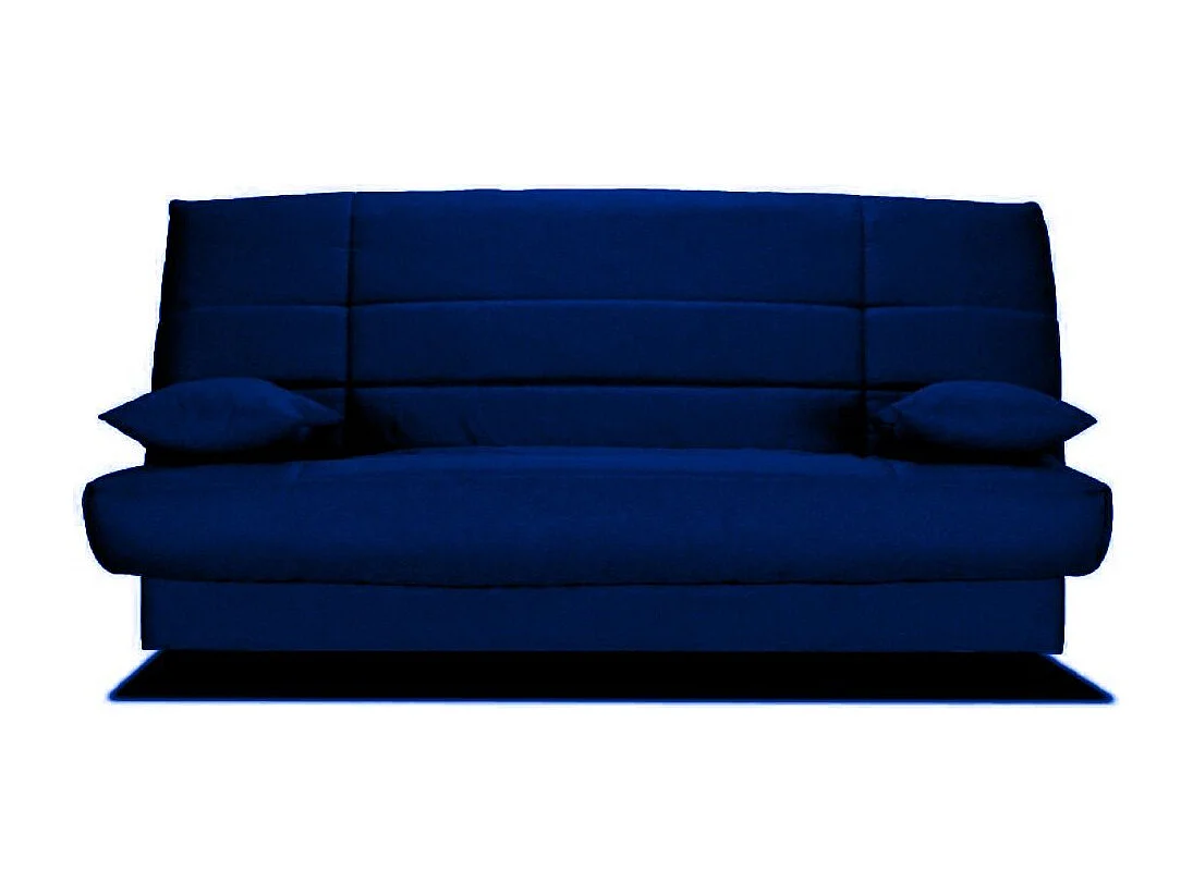 Banquette Clic-clac tissu 130x190 matelas Bultex 14cm avec rangement Zéa-Couleur Bleu marine