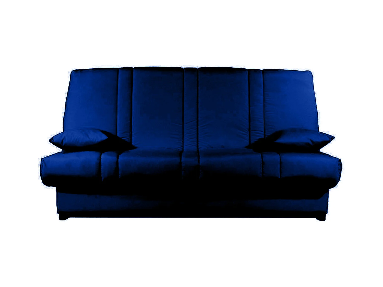 Banquette Clic-clac tissu 130x190 matelas Sofaconfort 14cm avec rangement Sofia-Couleur Bleu nuit
